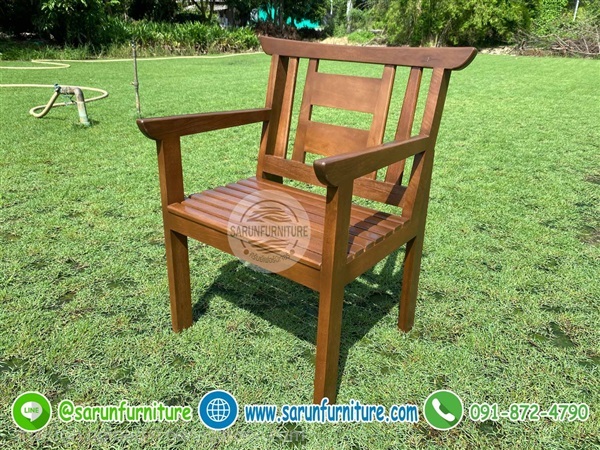 เก้าอี้สนามไม้เต็ง ม้านั่งเดี่ยวในสวนกลางแจ้ง | Sarunfurniture - หนองเสือ ปทุมธานี