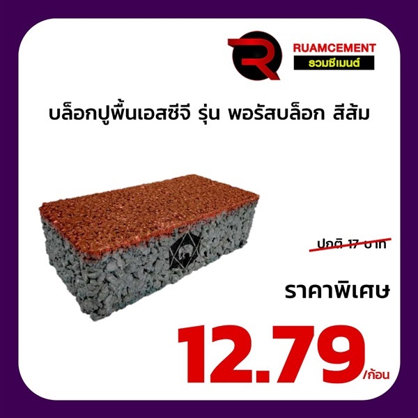 บล็อกปูพื้น เอสซีจี  พอรัสบล็อก 10x20 สีส้ม POROUS BLOCK